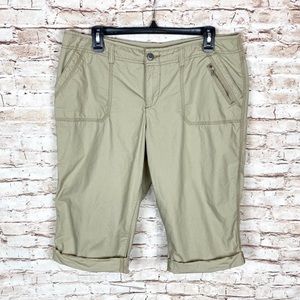 Sonoma Khaki Capri Pants Plus Size 16 Petite Roll Cuff Cotton EUC